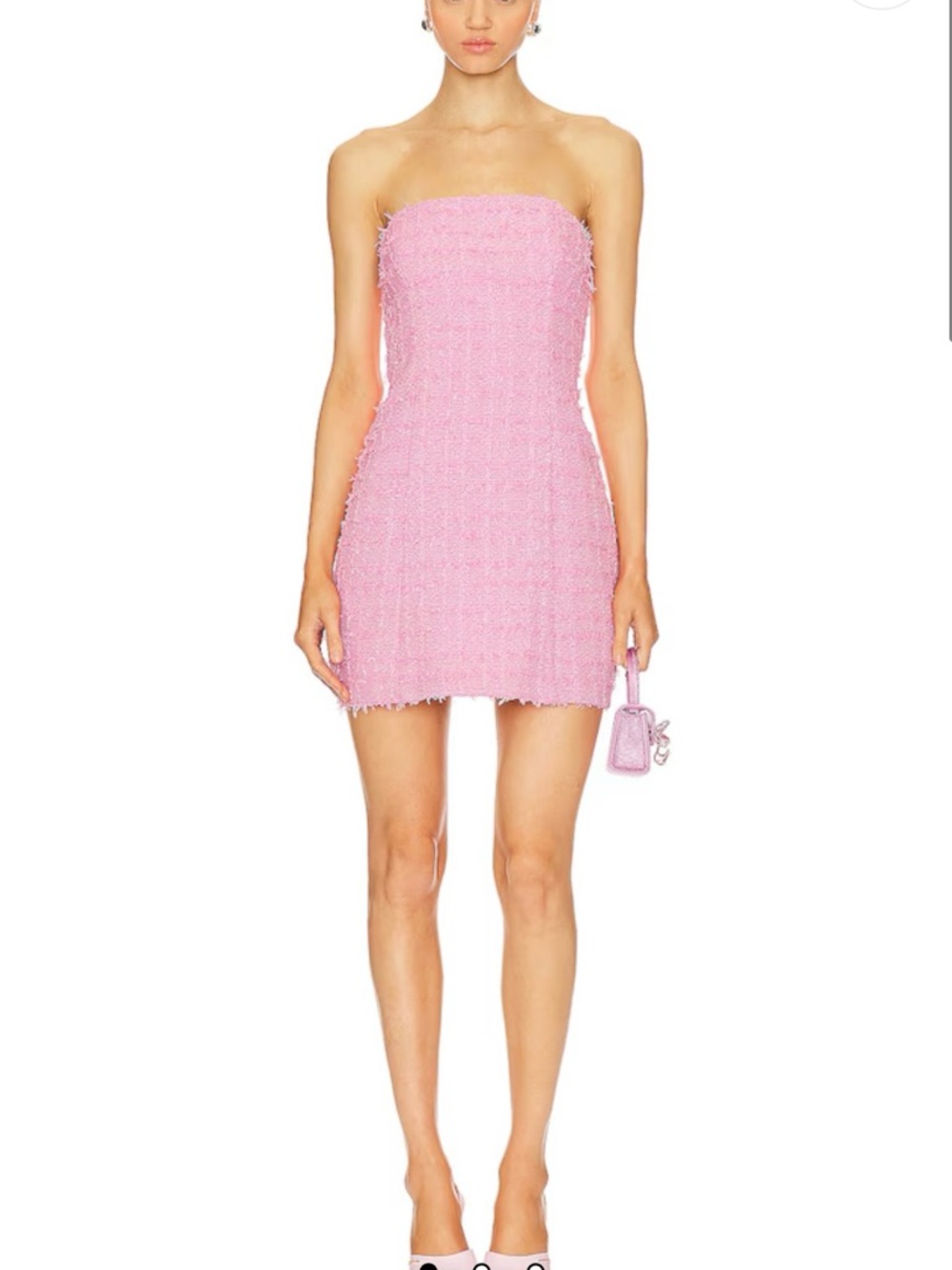 Amanda Uprichard Strapless Pink Tweed Mini Dress